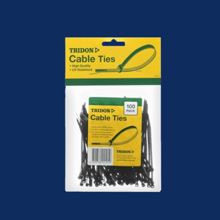 200mm x 4.0mm BLACK CABLE TIE Packet of 100