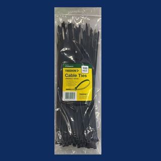 300mm x 5.0mm BLACK CABLE TIE Packet of 100