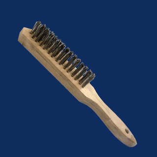 WOODEN HANDLE 3 ROW STAINLESS WIRE BRUSH