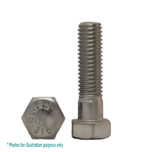 1/4 UNC X 2.1/4 G316 STAINLESS STEEL HEX BOLT